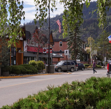 A downtown street scene of Smithers, B.C. 