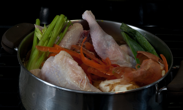 soup ingredients in a pot