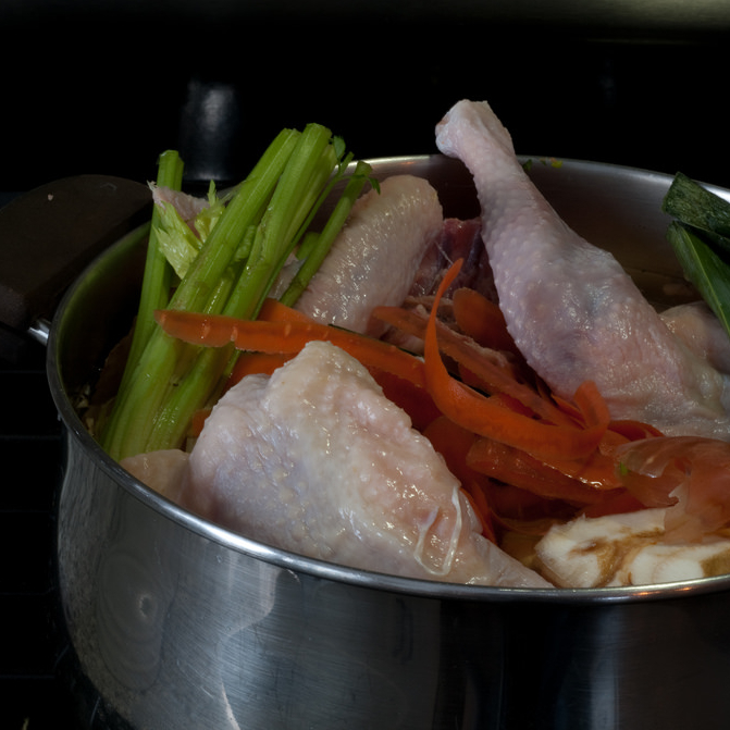 soup ingredients in a pot