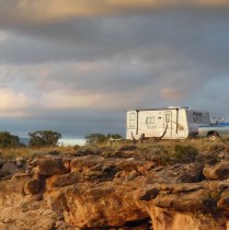 Most of the year I disperse camp off-the-grid, miles from the asphalt. I love coming across places like this (October 2013). It’s hard on the rig but I have a Northwood Nash 17K.