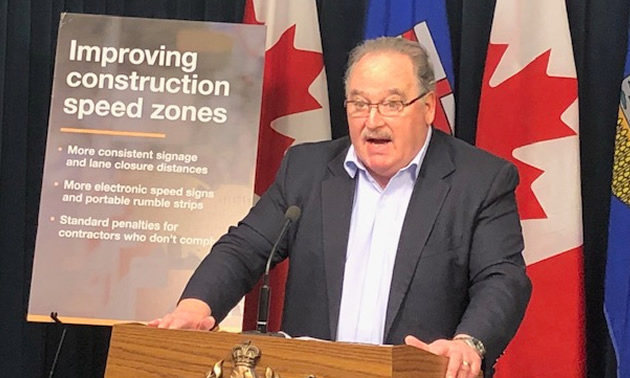 Transportation Minister Brian Mason announces improvements to construction speed zones on provincial roads.