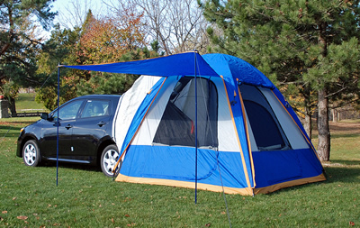 car with tent
