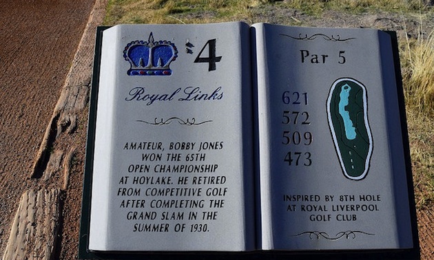 A plaque at each tee explains the inspiration for the hole and gives information about the golfers who've played it.