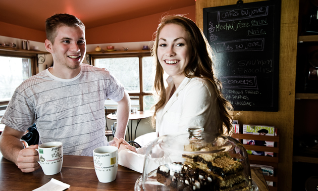 cups of coffee on a cafe table