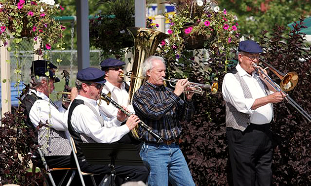 people playing jazz instruments in Sylvan Lake, Alberta's Jazz at the Lake festival