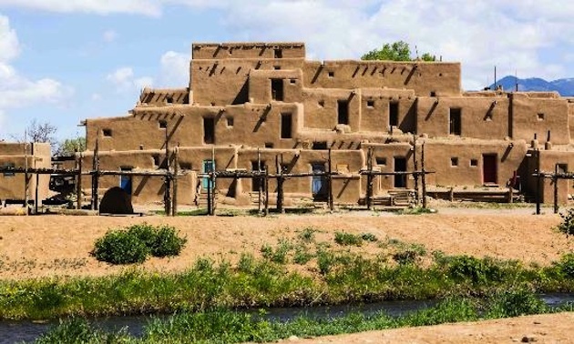 Taos Pueblo and creek. 