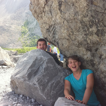 kids at Frank Slide ALberta