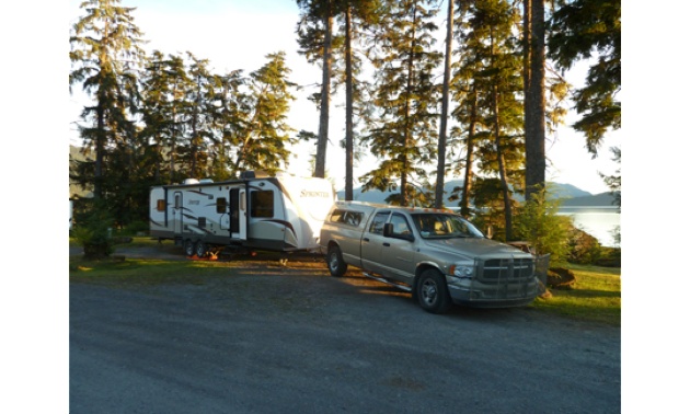 Duane & Lynda's truck and trailer at Wrangell RV Park. 