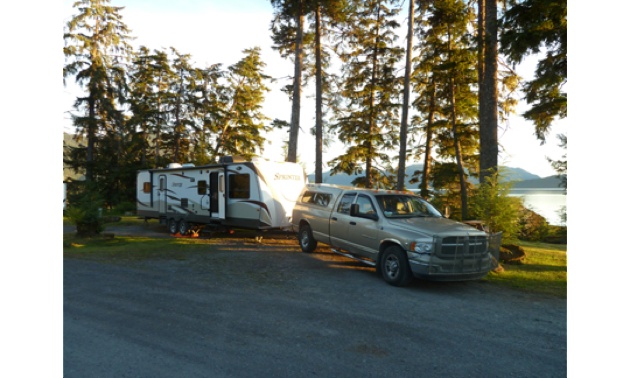 Duane & Lynda's truck and trailer at Wrangell RV Park.