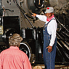 people at a train museum