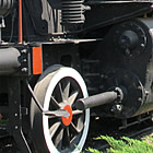 restored black steam locomotive