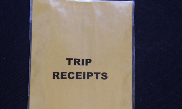 Trip receipts envelope. 