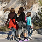 a family hiking in the desert