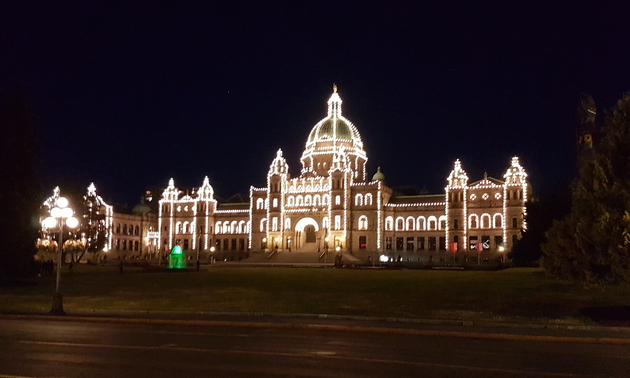 The Pariiament Buildings lit up at night