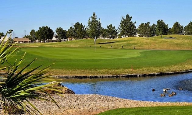 The 18th hole at Viewpoint's championship-length golf course.