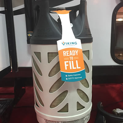 Viking composite propane tanks are half the weight of steel, and you can see how much propane is in the tank.
