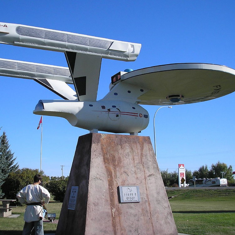 a roadside attraction, model of the star trek space ship