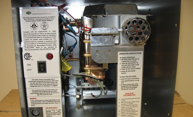 Water heater opened up.