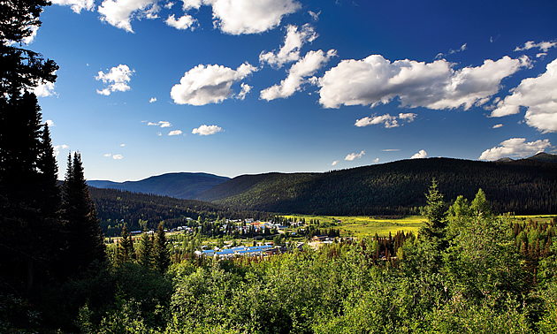 scenic view of Bowron Lake Park in Wells, BC