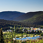 scenic view of Bowron Lake Park in Wells, BC