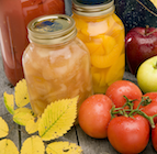 canned fruit, tomatoes and apples