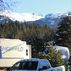 RV trailers, mountains, Whistler, Canada