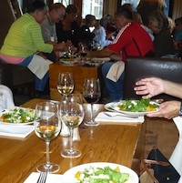 The golden beet salad, accompanied by white wine, was one of the items on a Whistler tasting tours. It was served at the FireRock Lounge in the Westin Hotel.