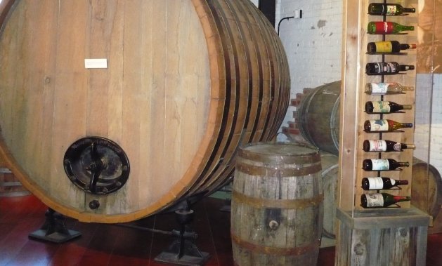 This large wine barrel from B.C.'s first winery, Calona Wines in Kelowna (which is still in business), was used for aging sherry.
